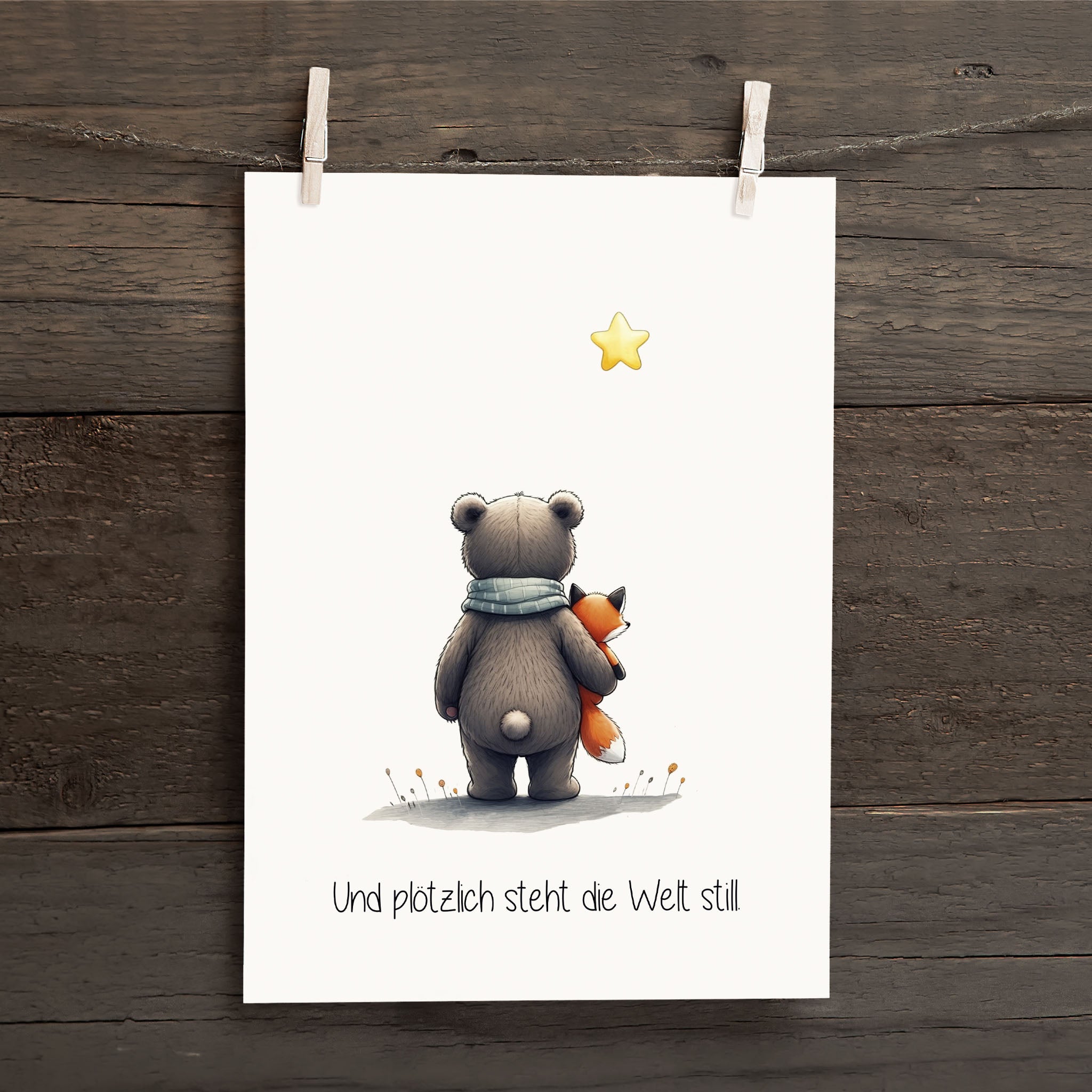 Karte Sternenkind "und plötzlich steht die Welt still" Kondolenzkarte / Trauerkarte / Beileidskarte Fehlgeburt Totgeburt