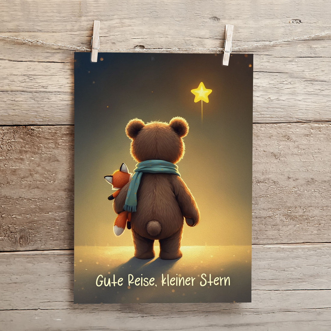 Karte Sternenkind "Gute Reise, kleiner Stern" Kondolenzkarte / Trauerkarte / Beileidskarte Fehlgeburt Totgeburt Sternenkind