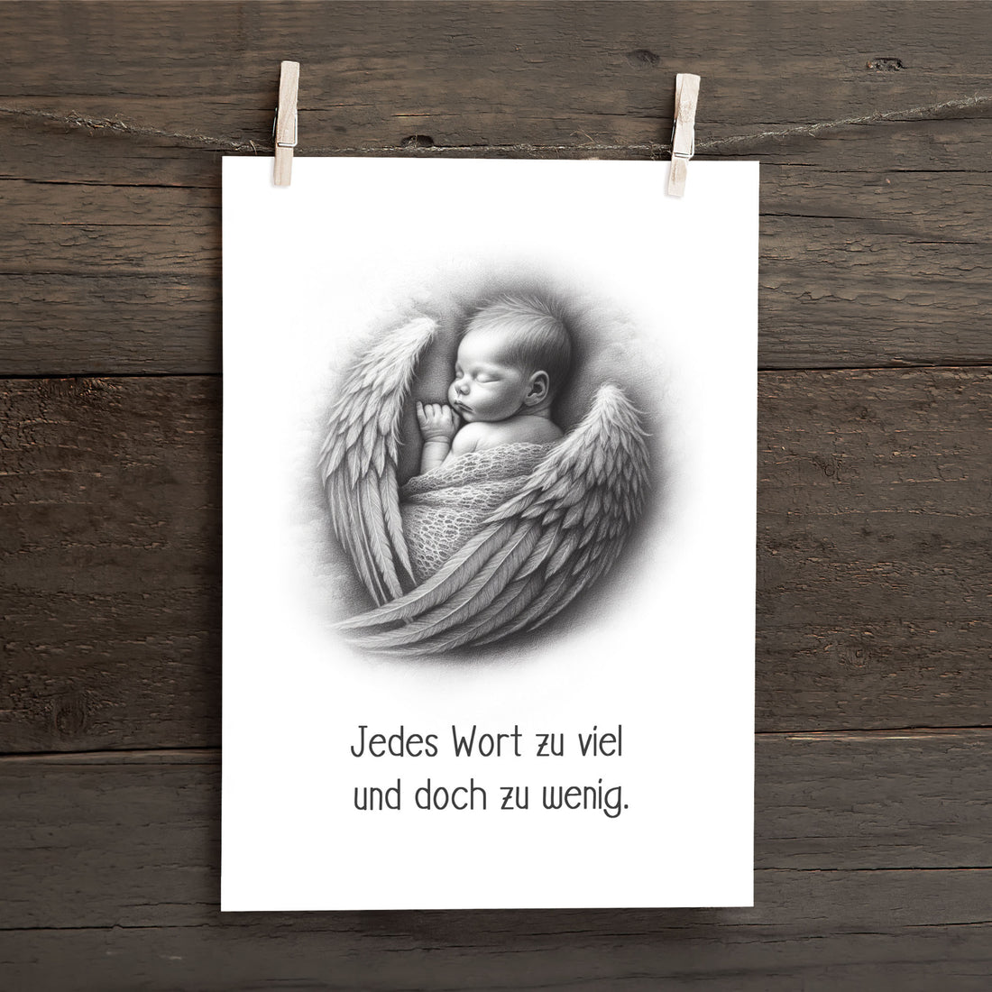 Karte Sternenkind "Jedes Wort zu viel und doch zu wenig" Kondolenzkarte / Trauerkarte / Beileidskarte Fehlgeburt Totgeburt Sternenkind