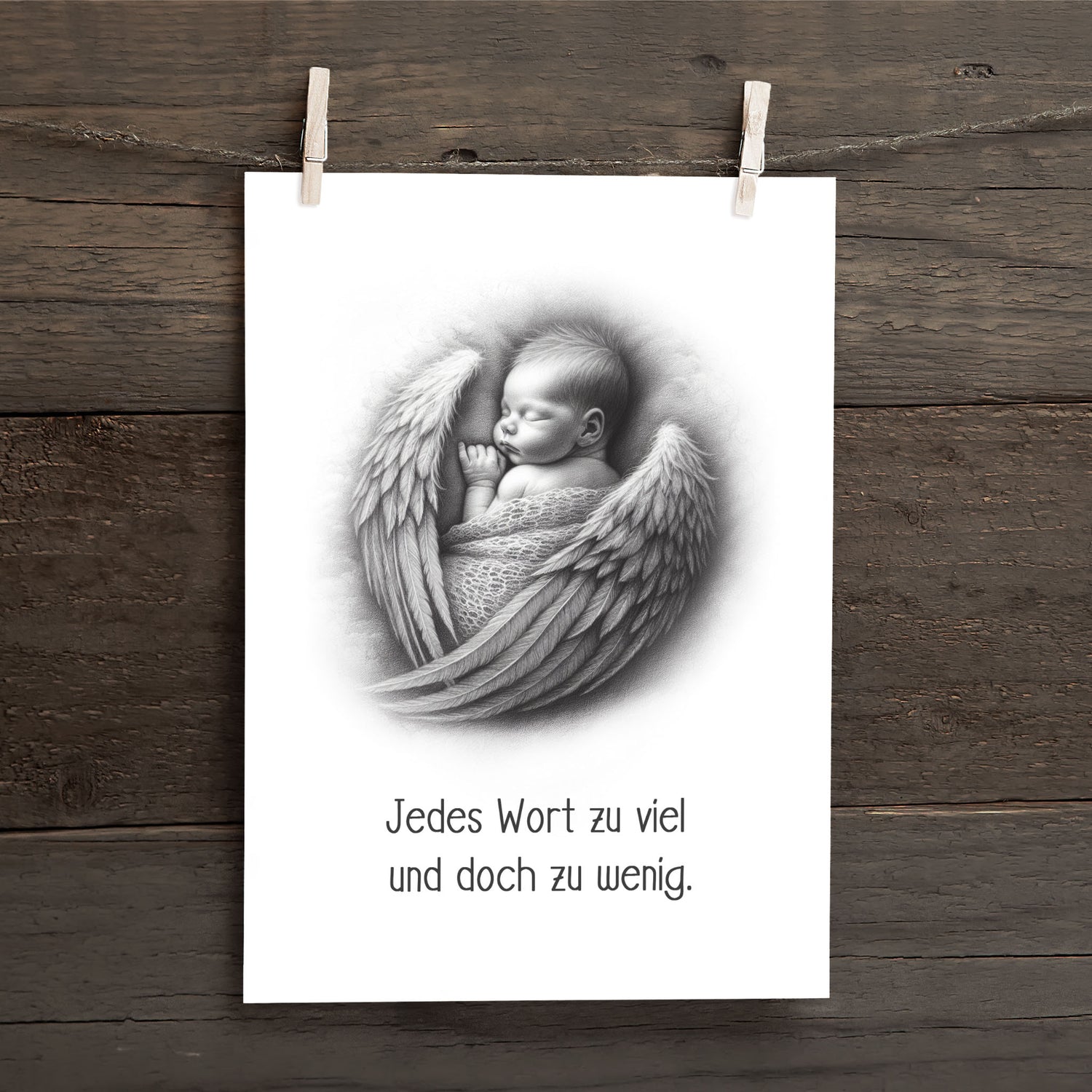 Karte Sternenkind "Jedes Wort zu viel und doch zu wenig" Kondolenzkarte / Trauerkarte / Beileidskarte Fehlgeburt Totgeburt Sternenkind
