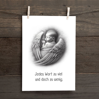 Karte Sternenkind "Jedes Wort zu viel und doch zu wenig" Kondolenzkarte / Trauerkarte / Beileidskarte Fehlgeburt Totgeburt Sternenkind