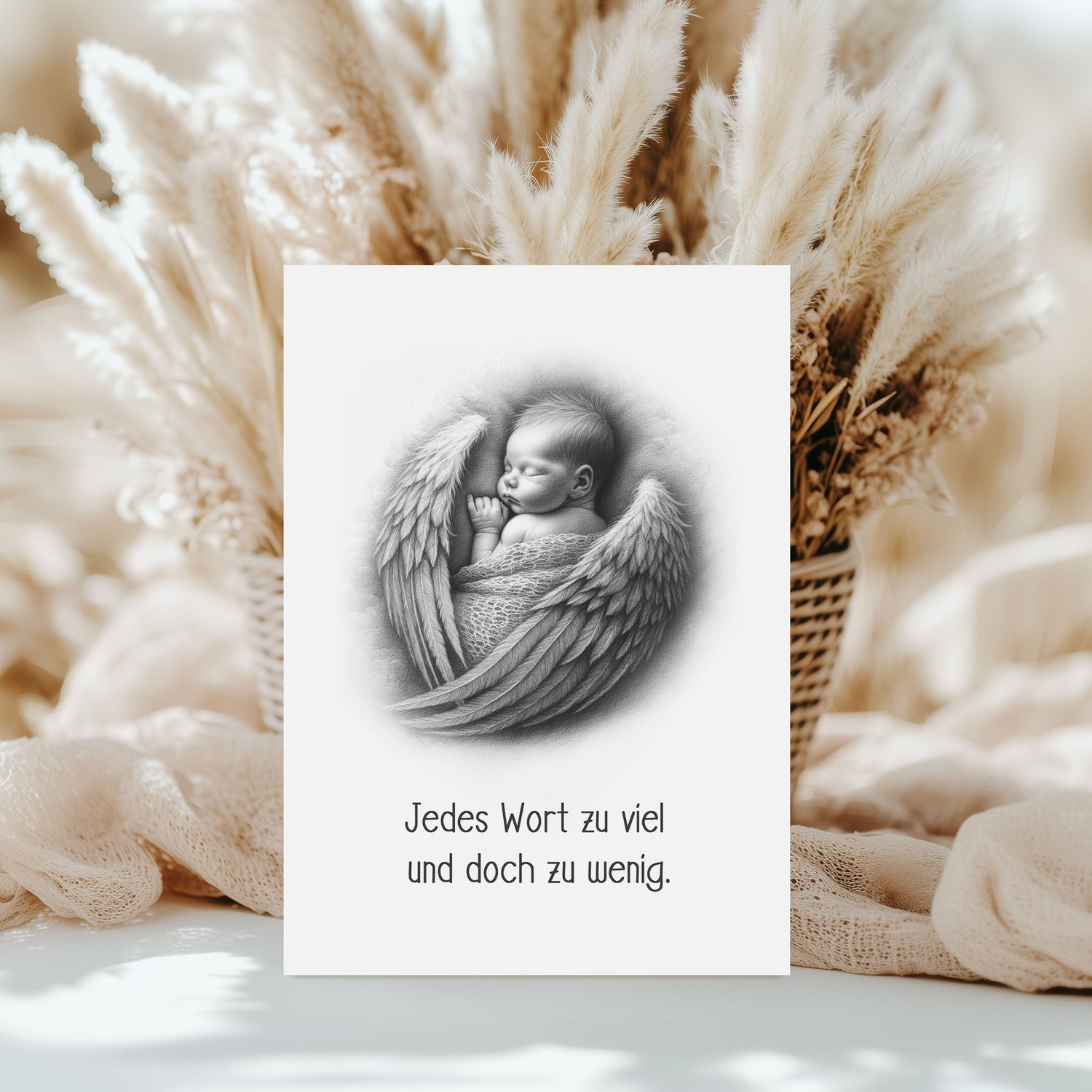 Karte Sternenkind "Jedes Wort zu viel und doch zu wenig" Kondolenzkarte / Trauerkarte / Beileidskarte Fehlgeburt Totgeburt Sternenkind