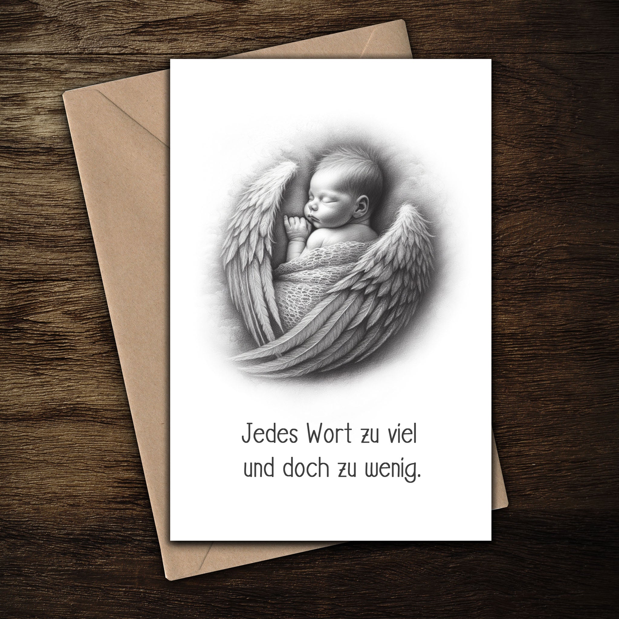 Karte Sternenkind "Jedes Wort zu viel und doch zu wenig" Kondolenzkarte / Trauerkarte / Beileidskarte Fehlgeburt Totgeburt Sternenkind