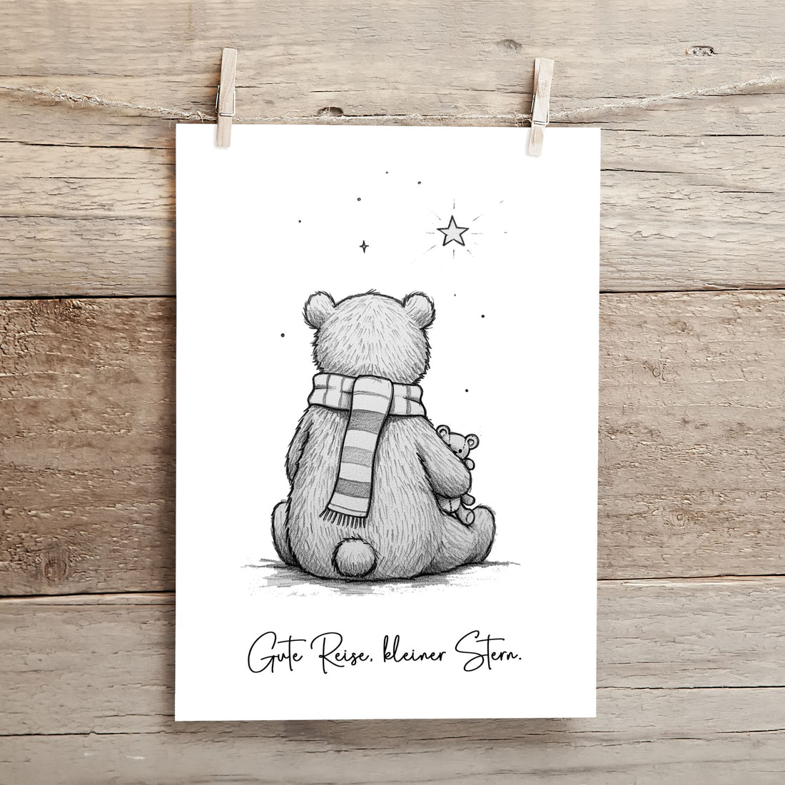 Karte Sternenkind "Gute Reise, kleiner Stern" Kondolenzkarte / Trauerkarte / Beileidskarte Fehlgeburt Totgeburt