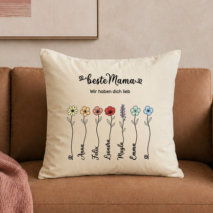 Großes Samt-Kissen "Beste Mama" personalisiert mit deinen Wunschnamen, 50x50cm