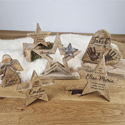 Personalisierter Namensstern, Holz Stern, Geschenk zur Geburt, Babygeschenk, personalisiertes Geschenk, Taufe, Geburtsgeschenk, Geburtstag