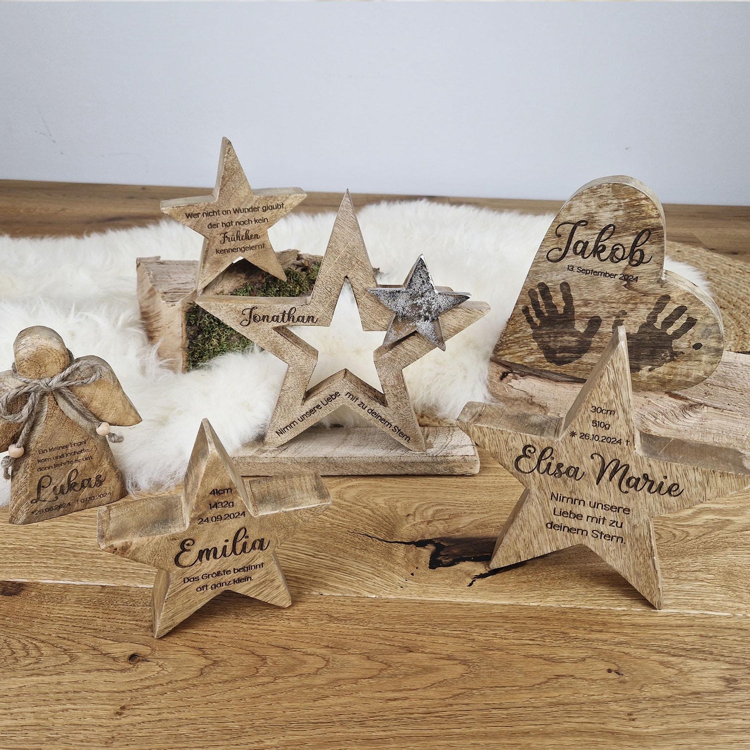 Personalisierter Holz Stern, Geschenk zur Geburt, Babygeschenk, personalisiertes Geschenk, Taufe, Erinnerung, Frühchen, Frühgeburt