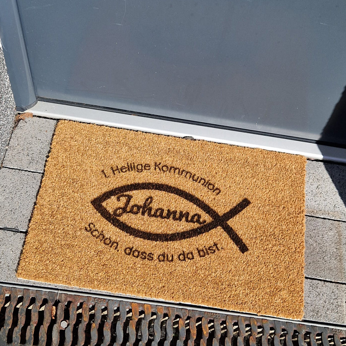 Personalisierte Fu matte Kommunion Fisch Mit Deinem Wunschnamen Und personalisierte-fu-matte-kommunion-fisch-mit-deinem-wunschnamen-und