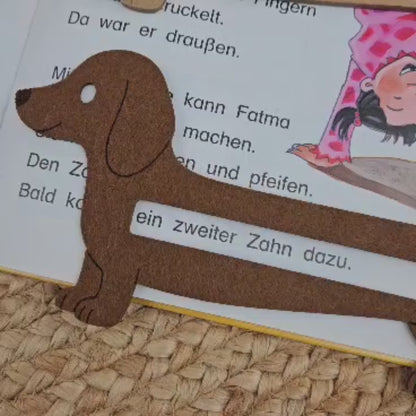 Große Lesehilfe Dackel, Lesedackel, Leseanfänger zum Schulstart, Einschulung, Schultüte, Schulanfang Grundschule