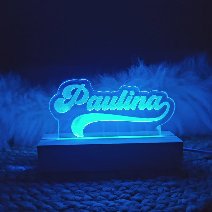 Personalisiertes Nachtlicht, 7 Farben und 2 Farbwechsel-Modi, LED Lampe mit Wunschname personalisiert, Nachtlampe