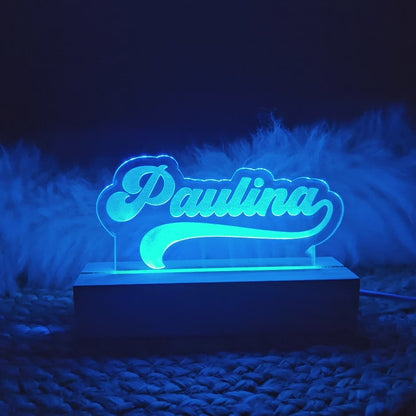 Personalisiertes Nachtlicht, 7 Farben und 2 Farbwechsel-Modi, LED Lampe mit Wunschname personalisiert, Nachtlampe