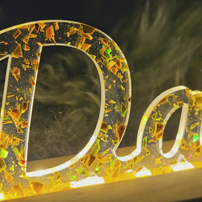 Großes, personalisiertes Nachtlicht Glitter-Konfetti gold, LED Lampe mit Wunschname personalisiert (Kopie)